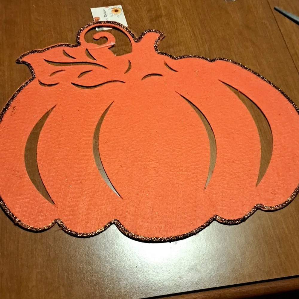 Halloween 4 Set Orange Pumpkin Placemats With Glitter